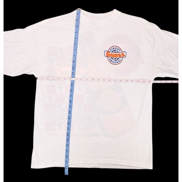 Vintage Guess Originals Graphic T-Shirt Orange Soda Bottle White Finest Snack - Picture 8 of 9